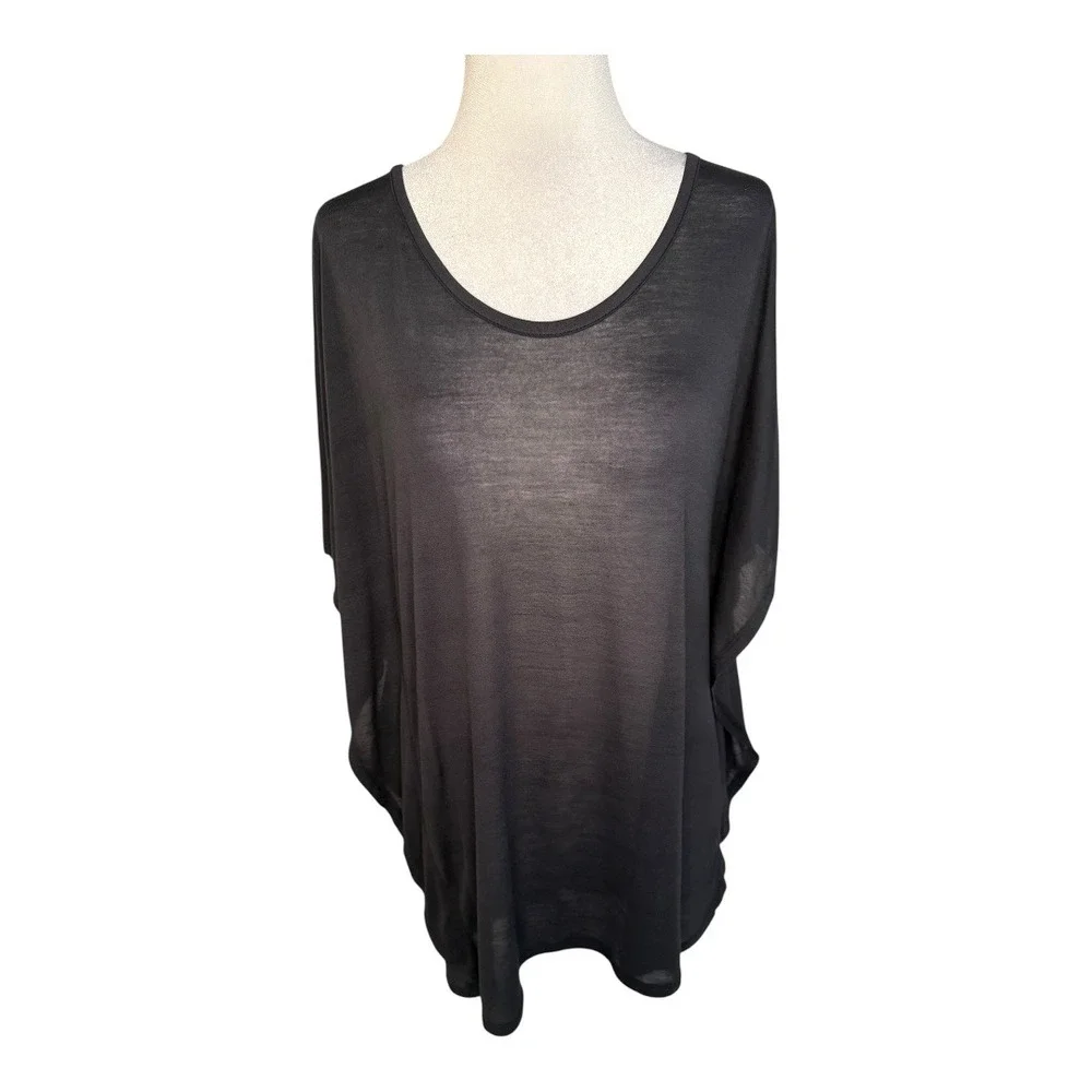 Neiman Marcus XL Black Modal Blend Top Dolman Sleeve Lightweight Blouse NWT - Picture 1 of 7
